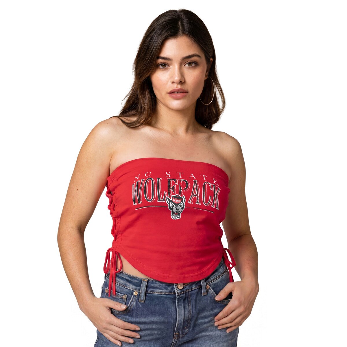 Red Ladies Lace Up Bandeau Top - NC
